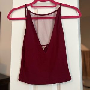 Maroon Mesh Crop Top